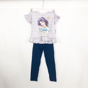 NEW Disney Princess Girls 2 Piece Jasmine and Stars Legging Set, Size 5, Purple
